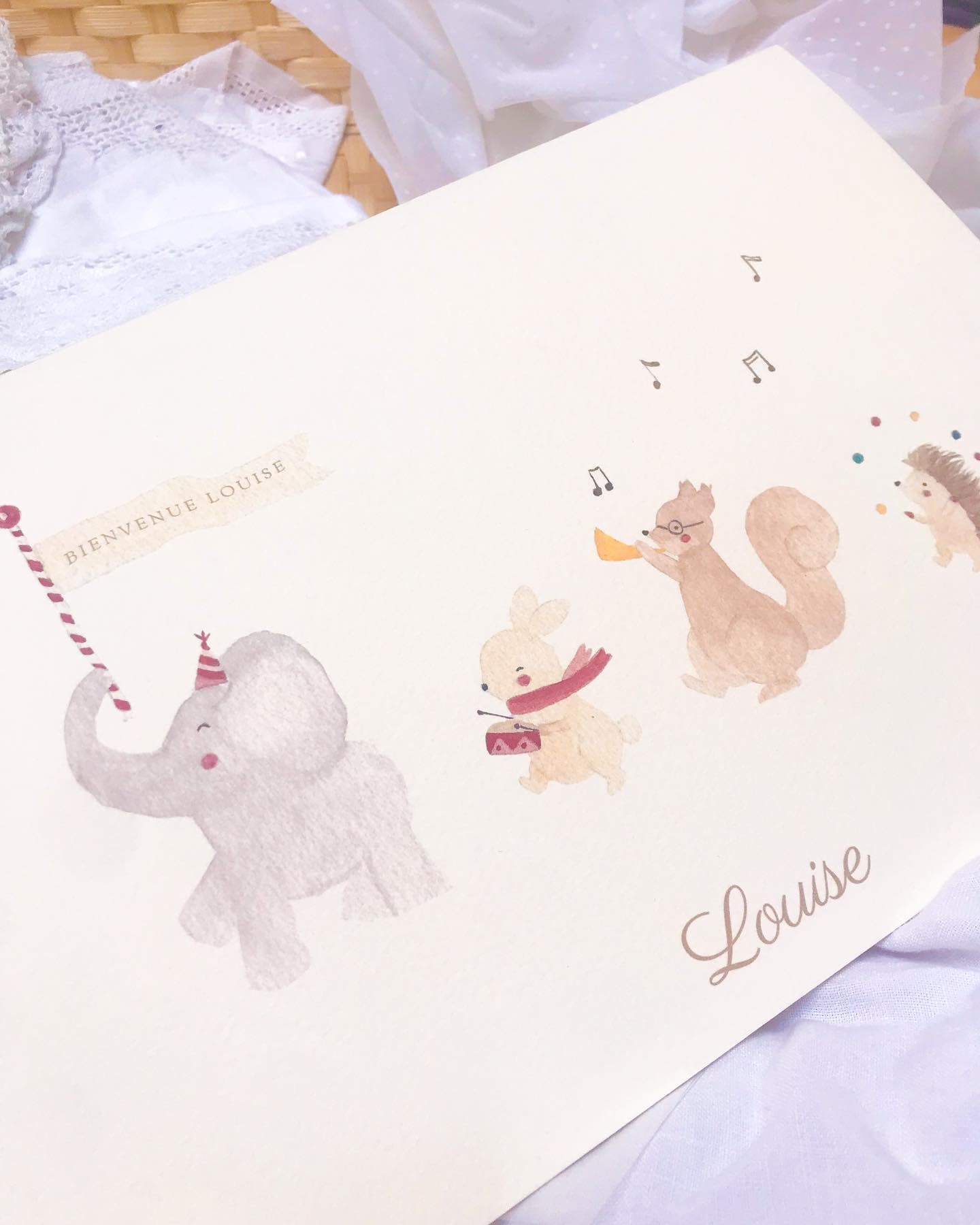 Papeterie de naissance illustrée à l'aquarelle 17